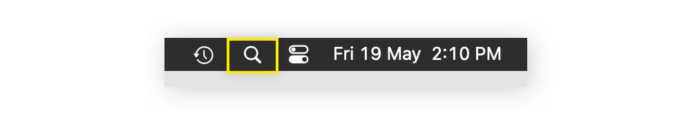 Starten Sie die Spotlight-Suche, um den WLAN-Netzwerkschlüssel auf einem Mac zu finden.